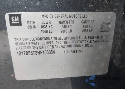 2017 Chevrolet Malibu Ls from USA, damaged, VIN 1G1ZB5ST3HF106854